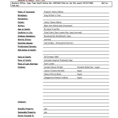 Adkins, Prescott Henry - 1960 Death Notice