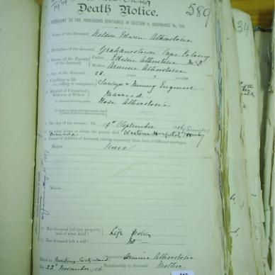 ATHERSTONE Nelson Edwin - died 19 Sept 1906