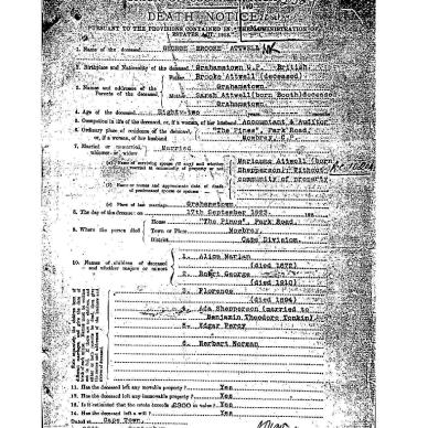 ATTWELL George Brooke - died 17 Sept 1923