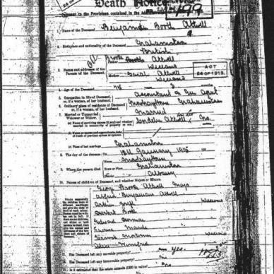 ATTWELL Benjamin Booth - died 12 Jan 1915 