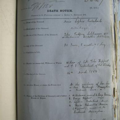 GERTENBACH Maria Sophia born SCHLEMMER - Died 16/03/1882 Age 51y 5m 1d