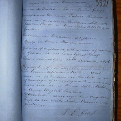 GREEF Louisa Dorotia nee BURGER, 1876, MOOC 6-9-157, 3321