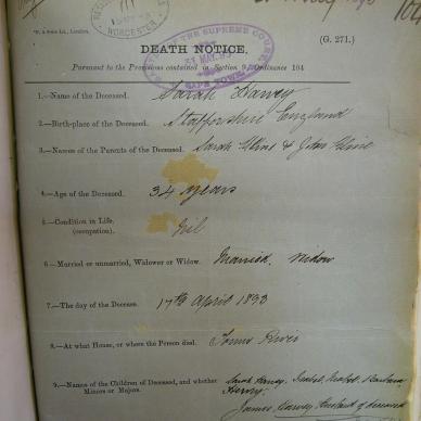HARVEY Sarah born KLINE - died 17 Apr 1893