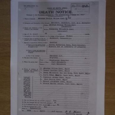 KOEN Abraham Paulus Willem - oorlede 8 Feb 1932
