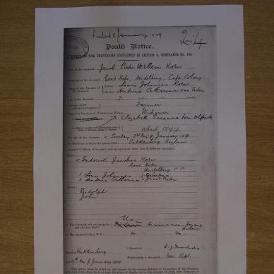 KOEN Jacob Pieter Willem - oorlede 3 Jan 1909