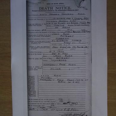 KOEN Louis Hendrik Jordaan - oorlede 25 Aug 1952