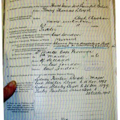 LLOYD Reuben Ulyate - died 8 Mar 1916