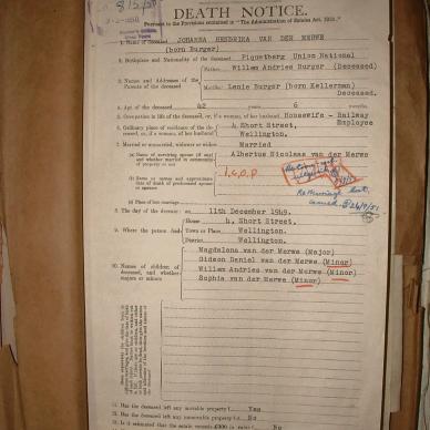 MERWE Johanna Hendrika VAN DER nee BURGER, 1950, MOOC 6-9-16846, 815-50