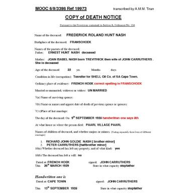 NASH Frederick Roland - died 8 or 9 Sep 1928 [1]