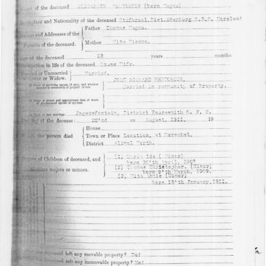 PRETORIUS Elizabeth born MAGAU - Died 22 Aug 1911