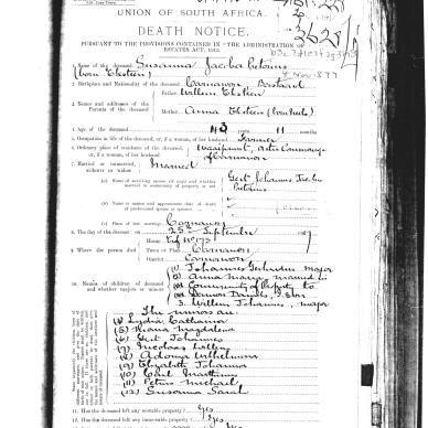 PRETORIUS Susanna Jacoba nee EKSTEEN - died 25 Sept 1917