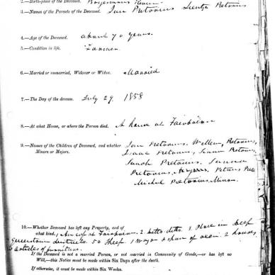 PRETORIUS Michael - Died 29 July 1858