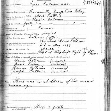PRETORIUS Izaac - Killed Mar 1902