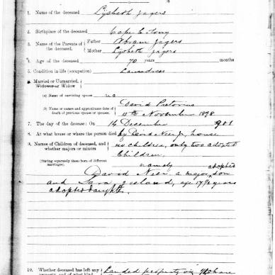 Pretorius LÃ¿sbeth born JAGERS - Died 14 Dec 1901