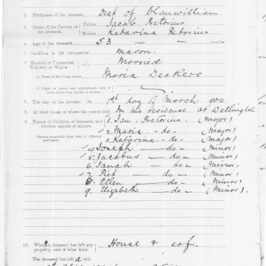 PRETORIUS Jan - Died 1 Mar 1900