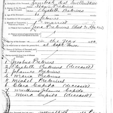 PRETORIUS Michel - Died abt 1900