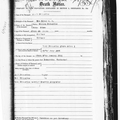 PRETORIUS Isaak - Died abt 8 Jan 1901