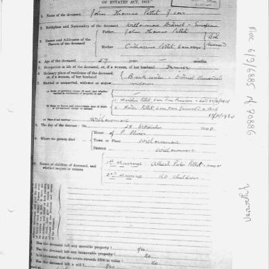 PETTIT John Thomas - died 28 Sep 1940