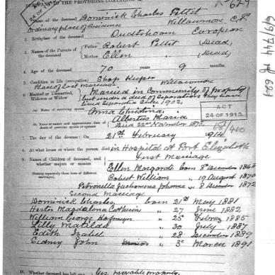 PETTIT Dominick Charles - died 21 Feb 1914