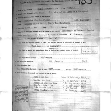 LEE Ellen Margaret born PETTIT - died 11 Jan 1916