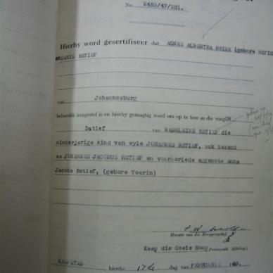 RETIEF Johannes - 1947 - MOOC 6/9/13949, 2453/47 - Letter 2