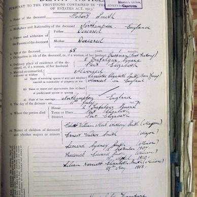 Smith, Robert - died  11 July 1927