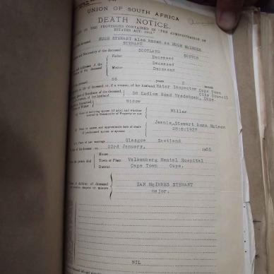 STEWART Hugh  or Hugh McInnes - died 23 Jan 1955