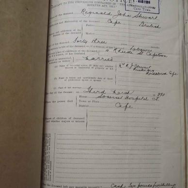 STEWART Reginald John - died  3 March 1924