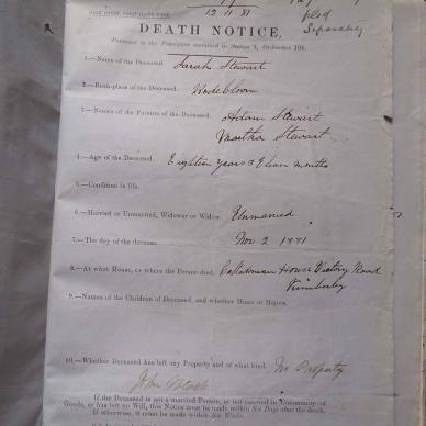 STEWART Sarah - died 2 Nov 1881