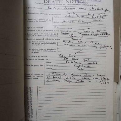 STONE Constance Louisa RIDLINGTON - died 28 Apr 1943
