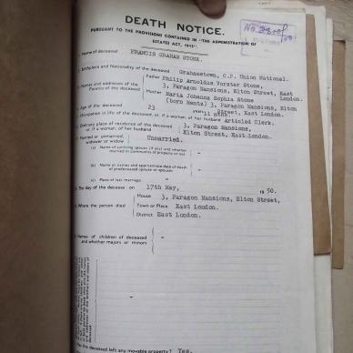 STONE Francis Graham - died 17 May 1950