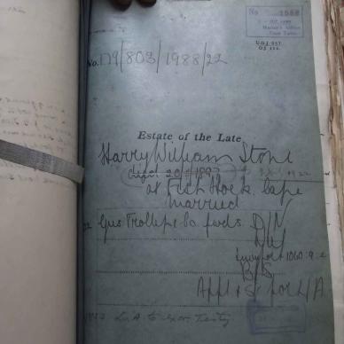 STONE Harry William  - died 9 July 1922