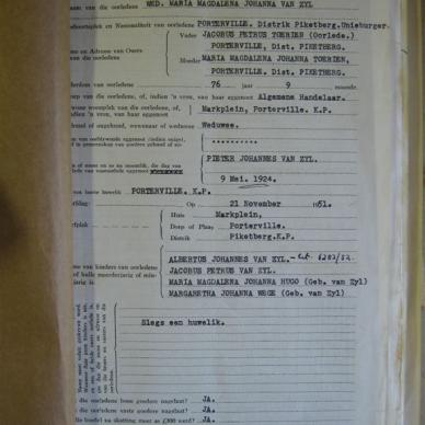 TOERIEN Maria Magdalena married ZYL, van - 1951