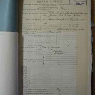 TOERIEN Christina Johanna - Died 23/08/1921 - Age 26