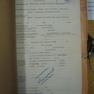 TOERIEN Christina Johanna born BLAKE - Died 15/01/1929 - Age 68y 3m