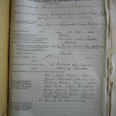 TOERIEN Johannes Nicolaas - Died 30/06/1923 - Age 69y 20d