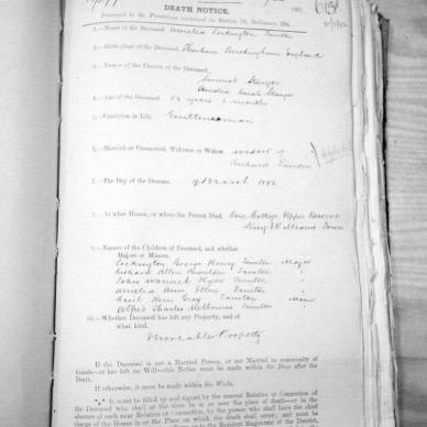 TAINTON Amelia Lockington born STANGER - died 3 Mar 1892