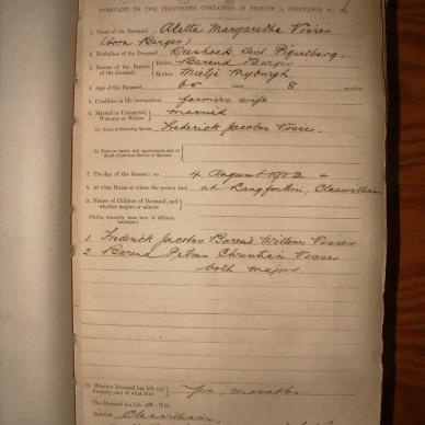 VISSER Aletta Margaretha nee BURGER, 1902, MOOC 6-9-459, 3170
