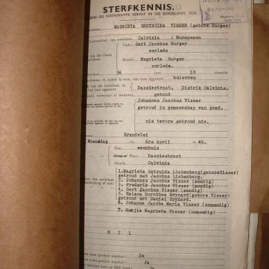 VISSER Magrieta Gertruida nee BURGER, 1949, MOOC 6-9-16249, 3736-49