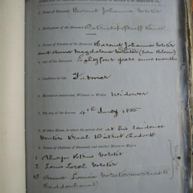 VORSTER Barend Johannes - Died 04/06/1885 - Age 84y 9m