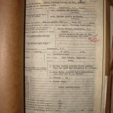 VOS Maria Johanna Jacoba DE nee BURGER, 1951, MOOC 6-9-18294, 3208-51