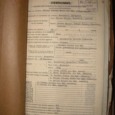 WYK Helena Johanna Maria VAN nee BURGER, 1945, MOOC 6-9-11611, 97681
