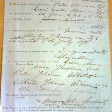 ZYL Geezie Martha Maria VAN - oorlede 1 Jul 1873