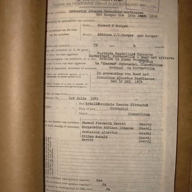 BASTIAANSE Catharina Johanna Barendina geb BURGER, 1941