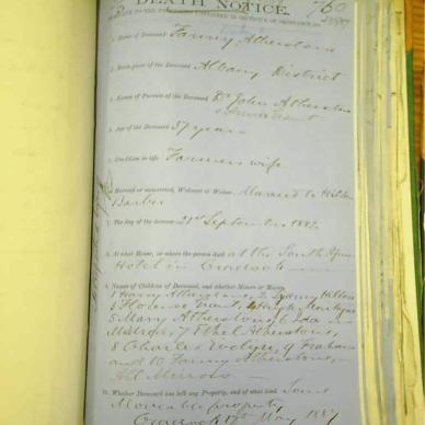 BARBER Fanny born ATHERSTONE - died 21 Sept 1882