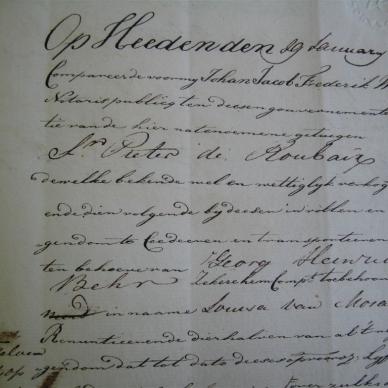 BEHR Georg Heinrich - 1802 - Deed of Transfer of slave Louisa of Mozambique