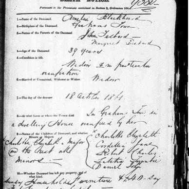 BLACKBEARD Amelia born TESTARD - died 18 Oct 1861