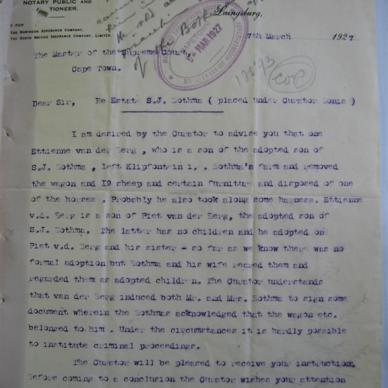 BOTHMA Stephanus Jacobus - Died 09/03/1929 - Age 83