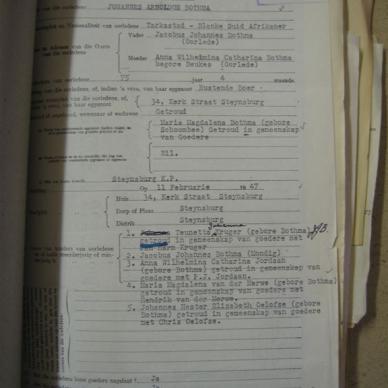 BOTHMA Johannes Arnoldus - Died 11/02/1947 - Age 75y 4m
