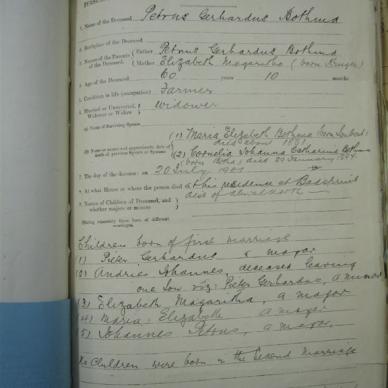 BOTHMA Petrus Gerhardus - Died 20/07/1901 - Age 60y 10m